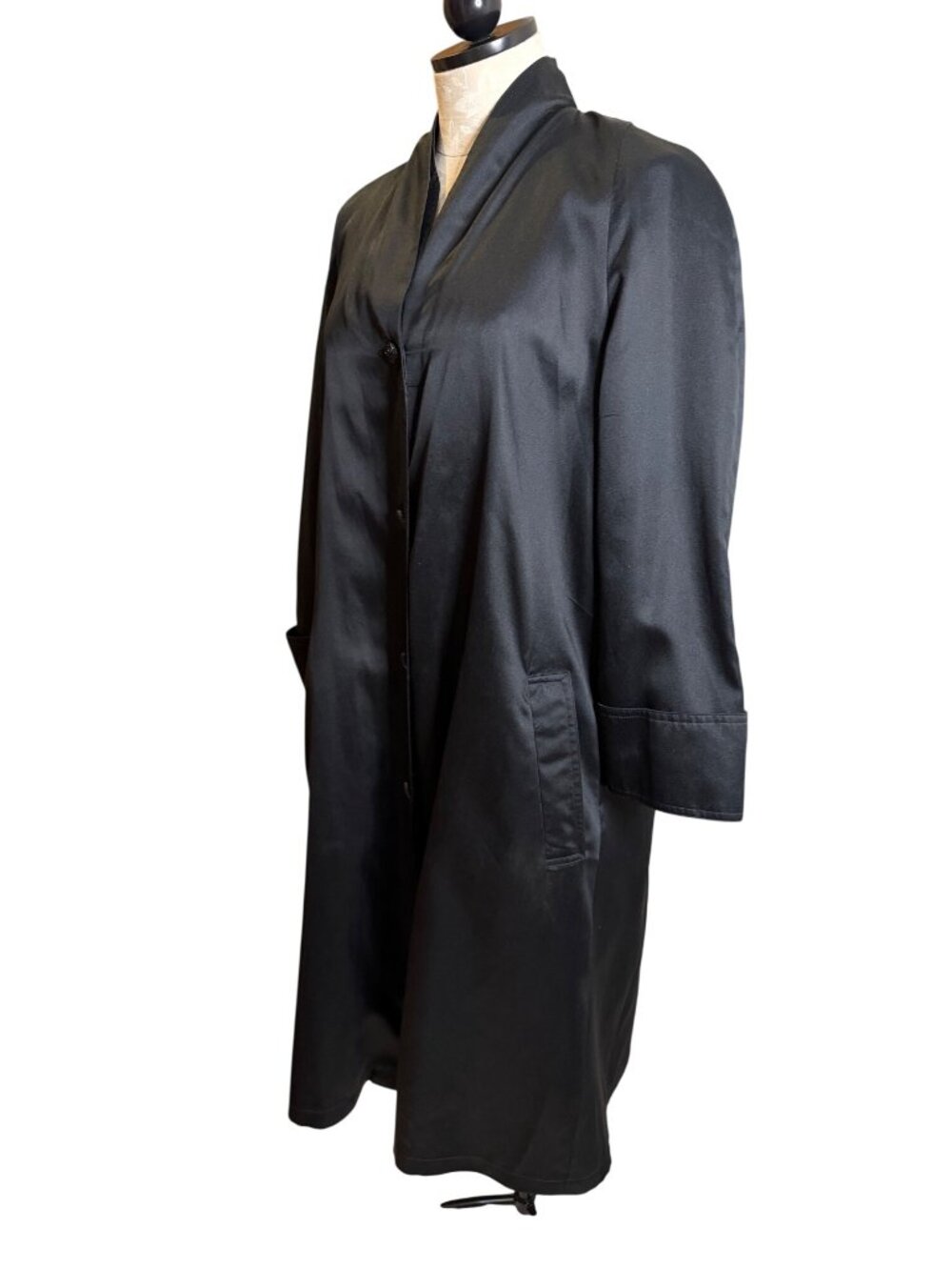 Count Romi All Weather Traveler Evening Coat Size 2 Black Button Front Vintage - Picture 2 of 13
